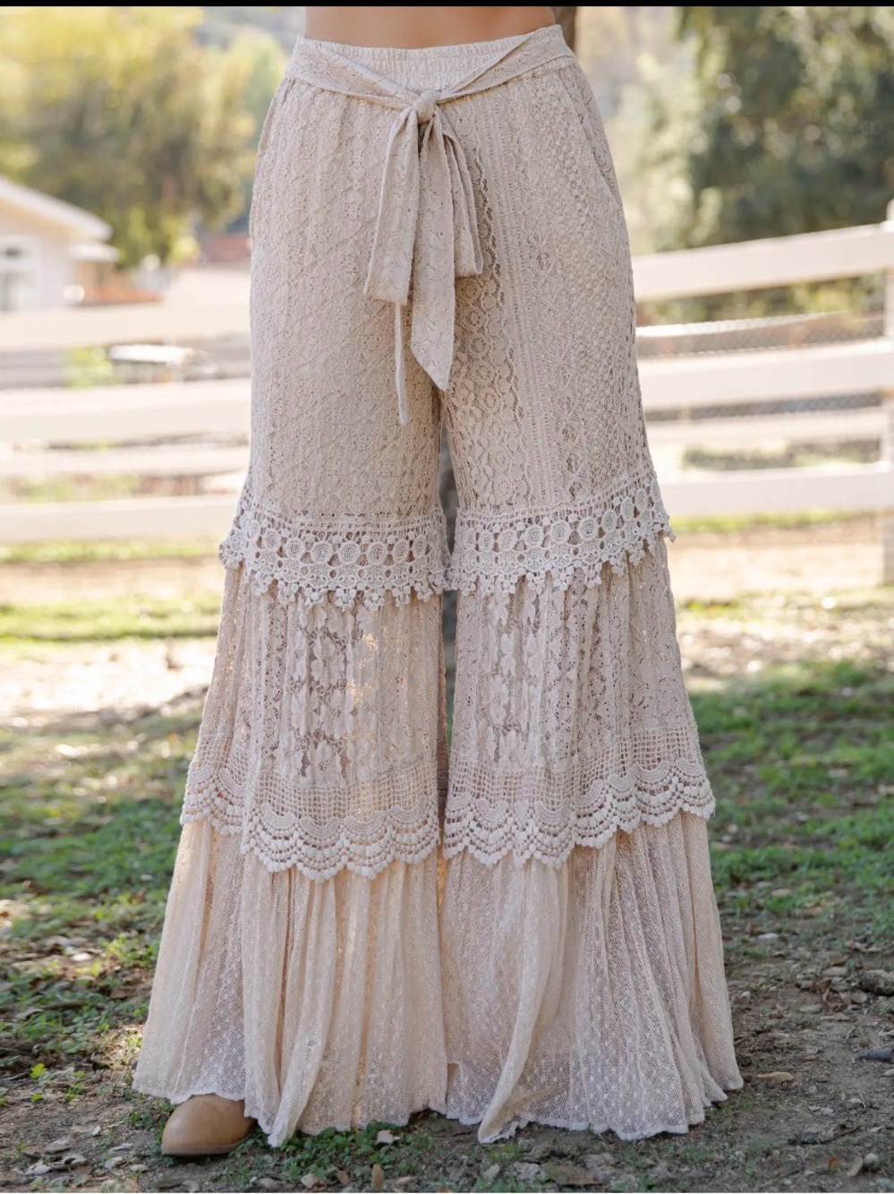 Young threads beige boho pants
